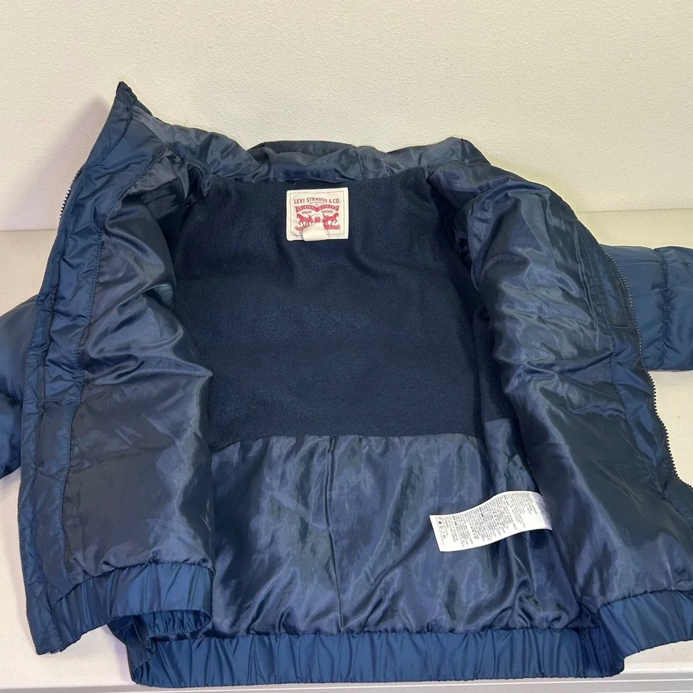 Levi's Kids Puffer Jacket Hooded Blue Red White L‎ (12-13) Boys Girls Coat